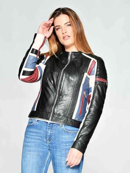 Maze Damen Lederjacke Übergangsjacke Bikerlook Lammleder rockig Nebraska